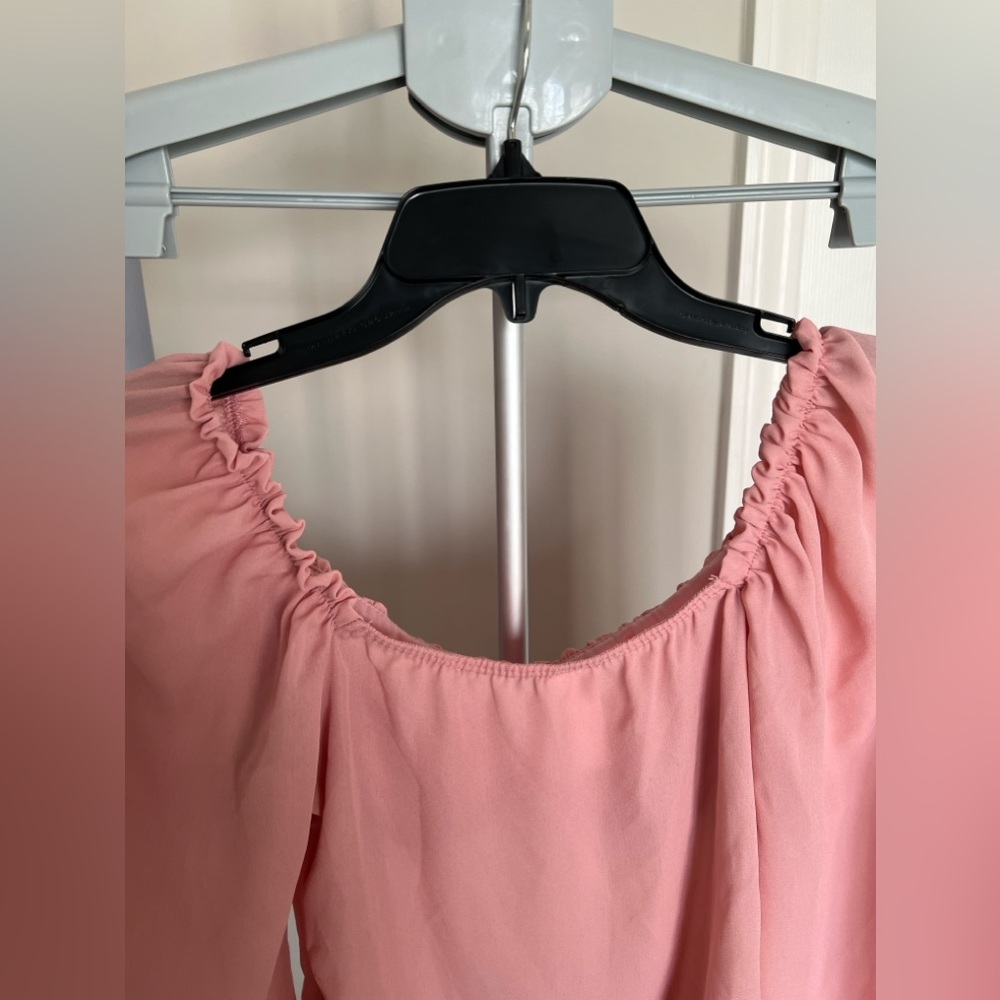 Abound Pink Woven Bustier Long Sleeve Top Size XS (0-2) NWOT - Picture 9 of 12
